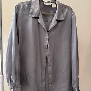 Kathie Lee Collection Women's Silver Button Down Shirt